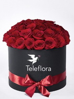 Red Roses in a Black Hat Box
