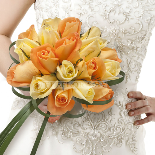 Wedding bouquet of mixed roses "Aurora"