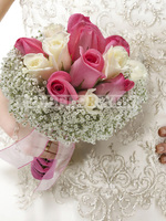 Wedding Flowers White& Pink Roses Bouquet "Love" 