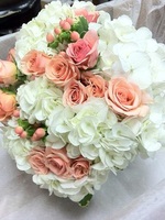Bridal Hydrangea& Pink Spray Roses Bouquet "Pink Waterfall"