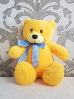 Soft toy teddy bear with bow, yellow