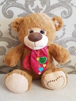 Soft toy teddy bear with scarf, brown